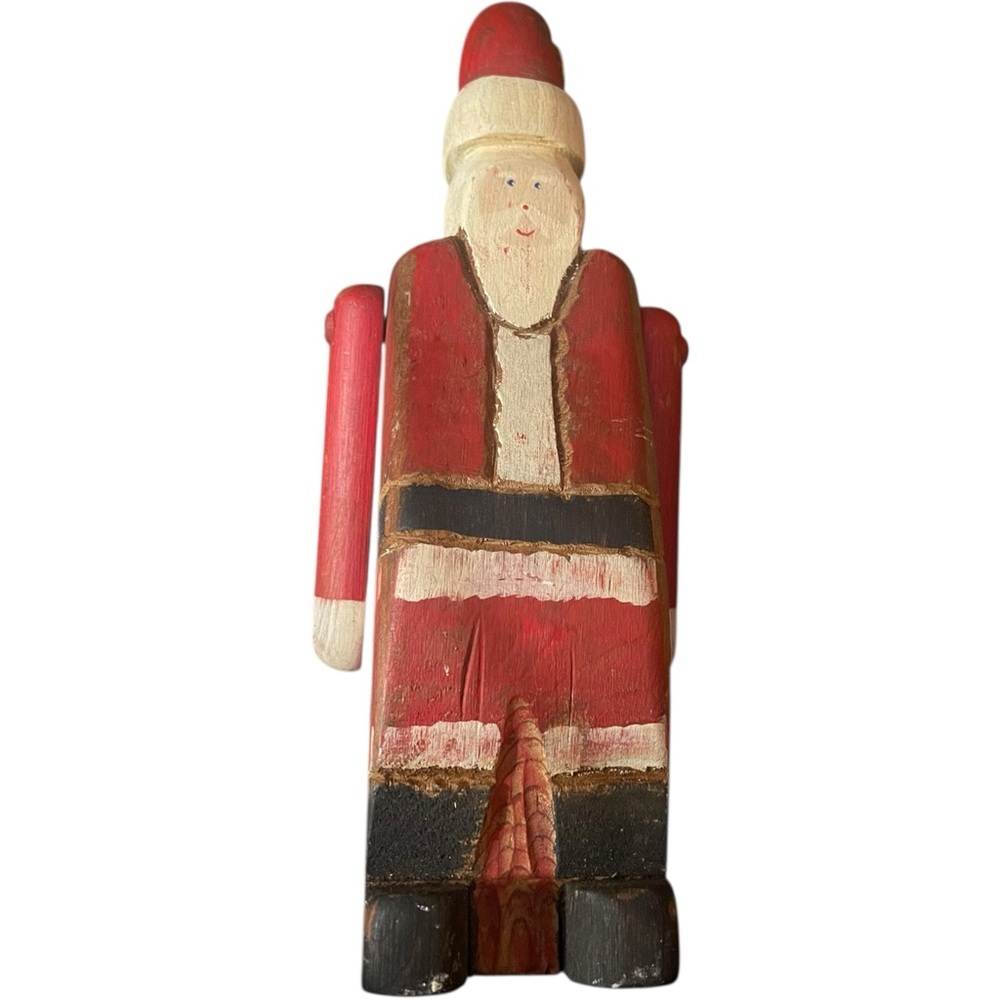 BEAVER CREEK Outsider Folk Art Santa Claus Hand Carved Wood Beaman IA